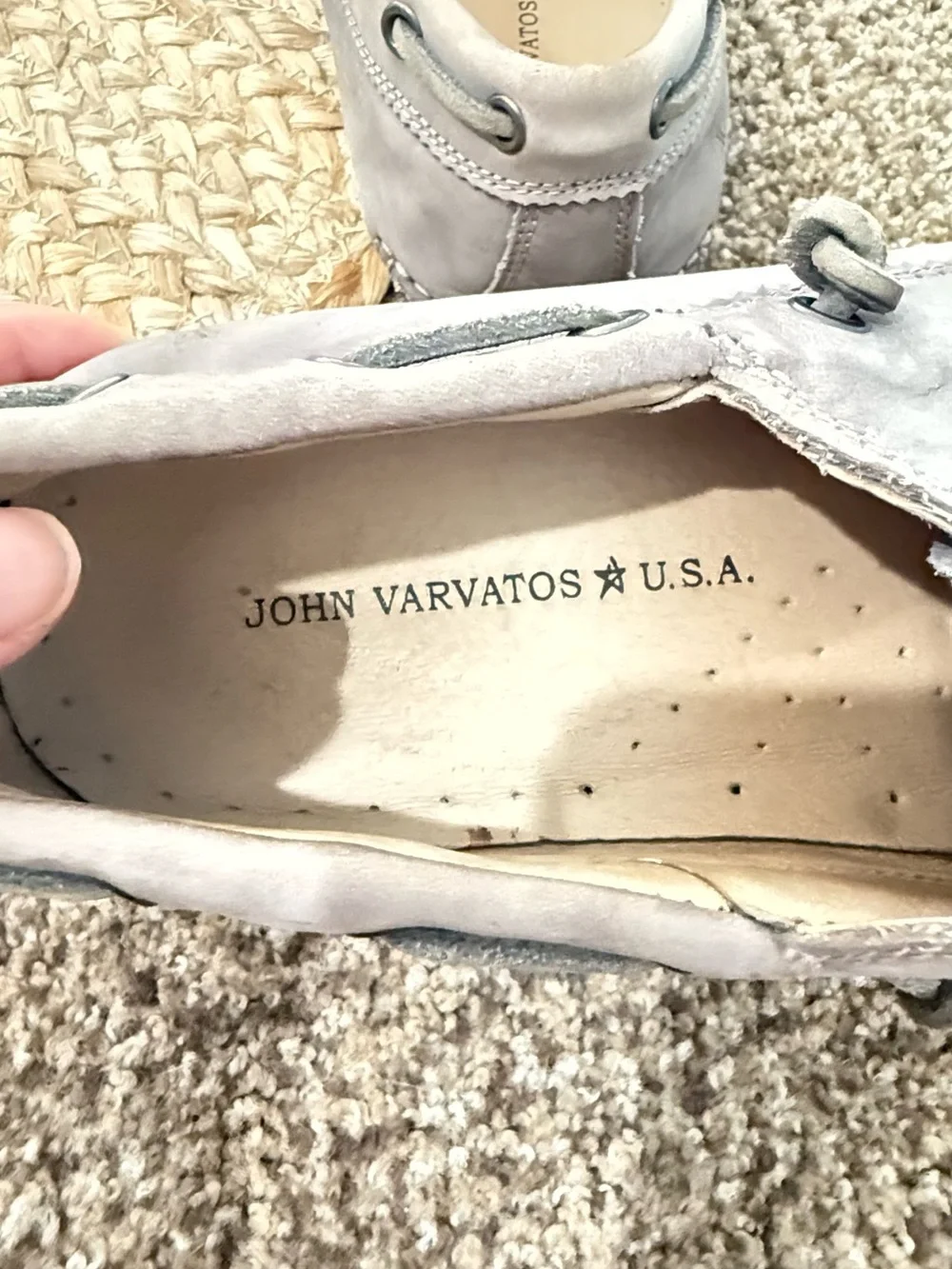 John Varvatos Gray Suede Slip-On Boat Shoes